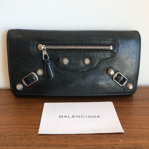 Balenciaga Handbags - BALENCIAGA Arena Black Leather Giant Money Wallet